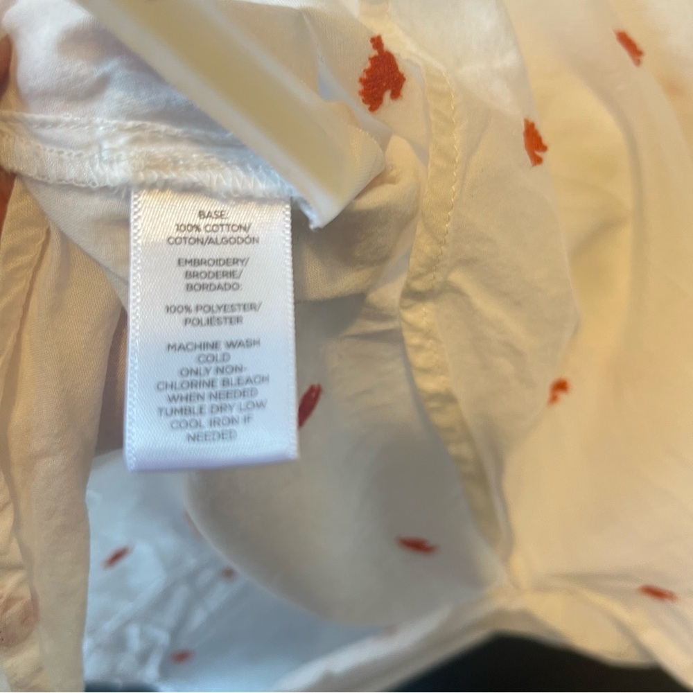 Ann Taylor Loft Rooster blouse M White Relaxed Popover Lightweight cotton top - Picture 7 of 8